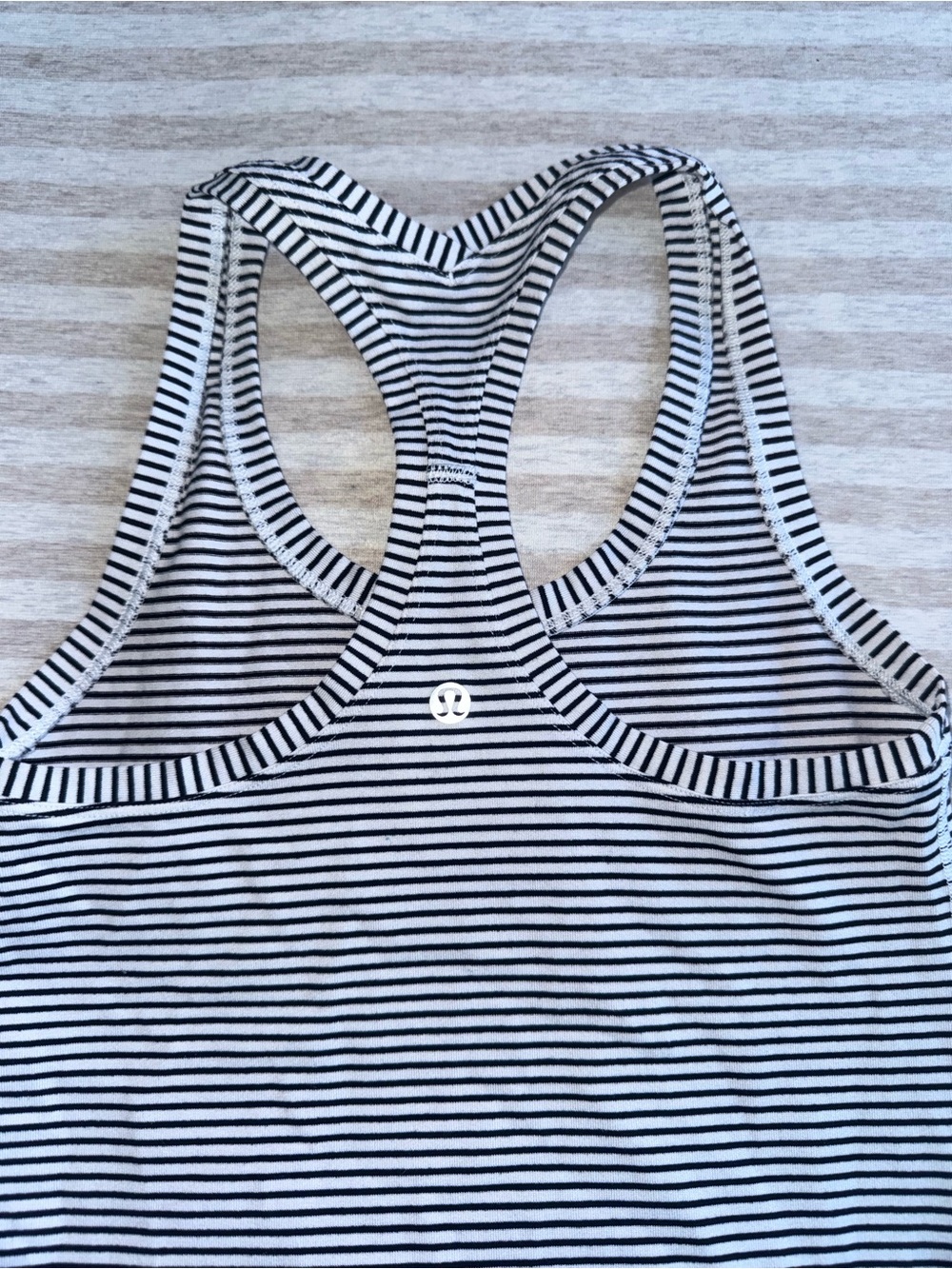 lululemon athletica Black & White Striped Racerback Tank